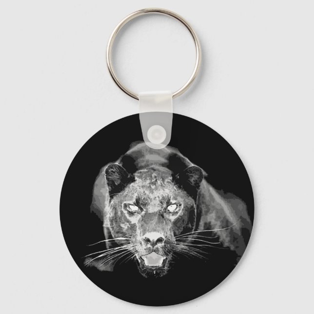 Llavero Keychain del gato del gato del jaguar negro salvaj (Anverso)