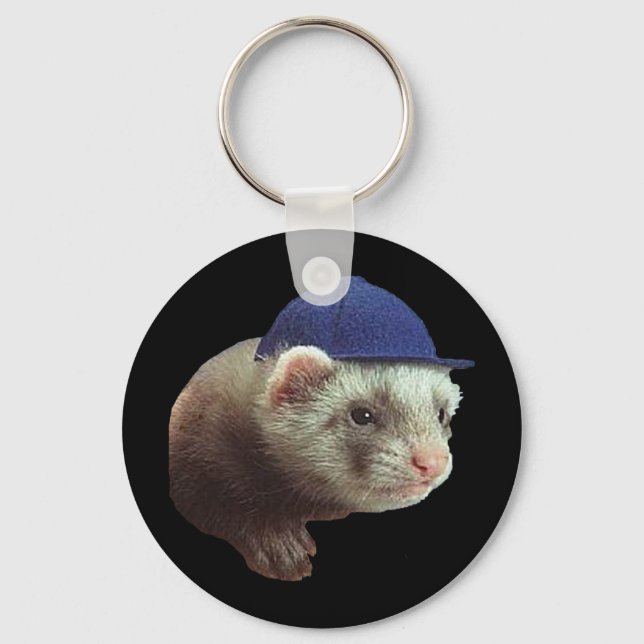 Llavero Keychain del Gorra de uso de ferret (Anverso)