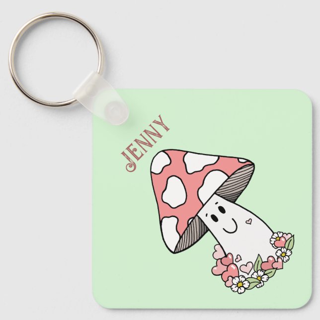 Llavero Keychain del hongo de la cara feliz (Anverso)
