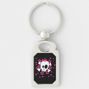 Llavero Keychain del Ilustracion del cráneo blanco Girly