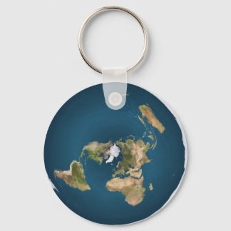 Llavero Keychain del mapa azimutal de la Tierra plana