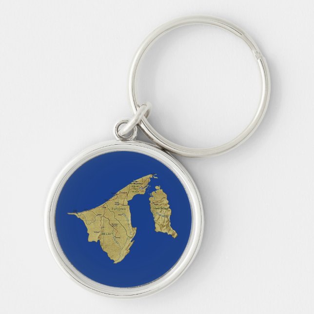 Llavero Keychain del mapa de Brunéi (Frente)