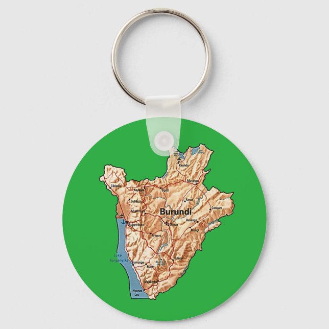 Llavero Keychain del mapa de Burundi (Anverso)