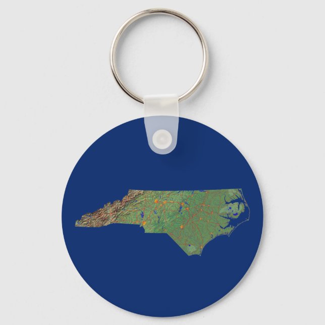 Llavero Keychain del mapa de Carolina del Norte (Anverso)