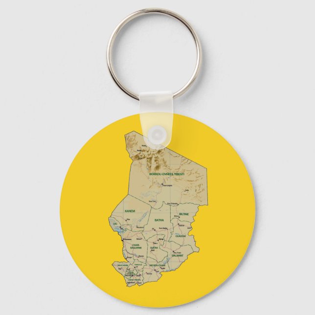 Llavero Keychain del mapa de Chad (Anverso)