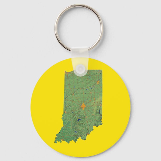 Llavero Keychain del mapa de Indiana (Anverso)