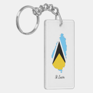 Llavero Keychain del mapa de la bandera de Santa Lucía per