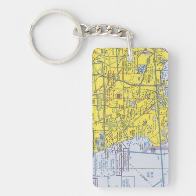 Llavero Keychain del mapa de la carta social de vuelo pilo (Frente)