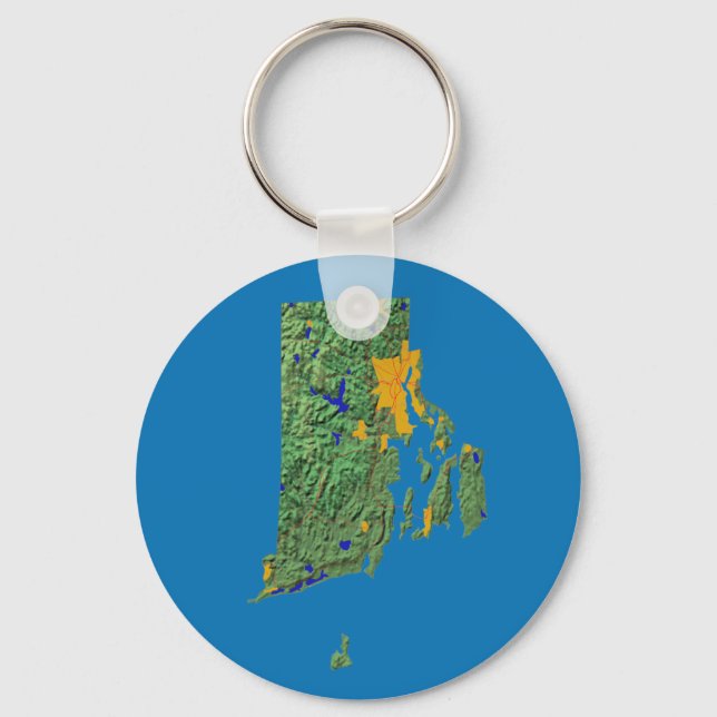 Llavero Keychain del mapa de la isla Rhode (Anverso)