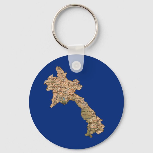 Llavero Keychain del mapa de Laos (Anverso)