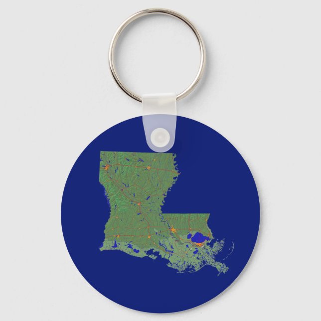 Llavero Keychain del mapa de Louisiana (Anverso)