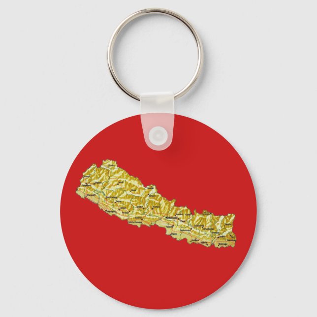 Llavero Keychain del mapa de Nepal (Anverso)