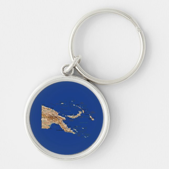 Llavero Keychain del mapa de Papúa Nueva Guinea (Frente)