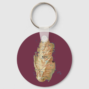 Llavero Keychain del mapa de Qatar