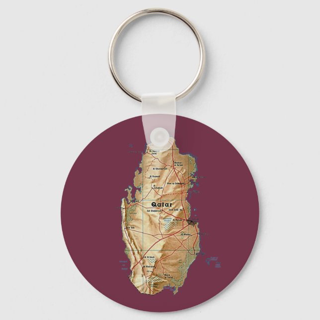 Llavero Keychain del mapa de Qatar (Anverso)