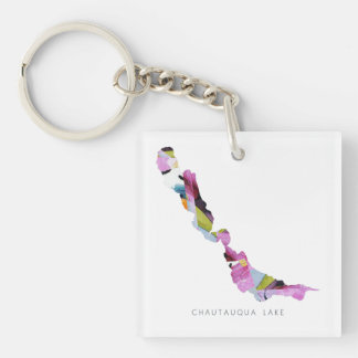 Llavero Keychain del mapa de siluetas del lago Chautauqua