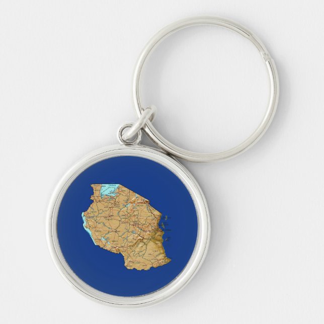 Llavero Keychain del mapa de Tanzania (Frente)