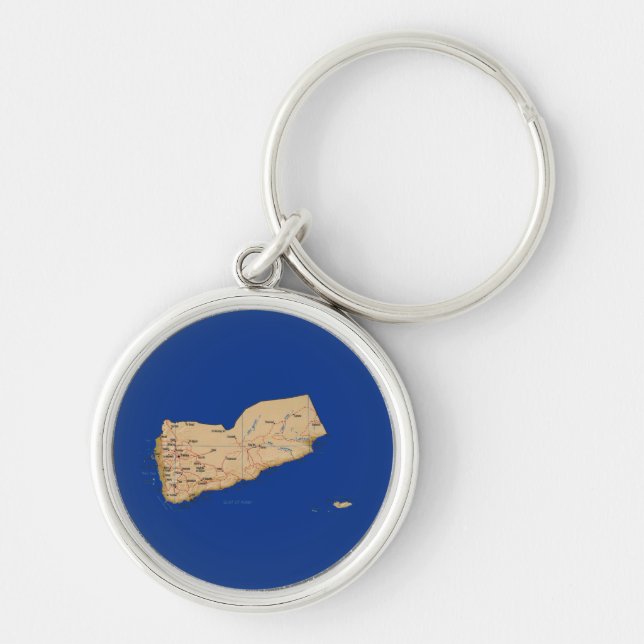 Llavero Keychain del mapa de Yemen (Frente)