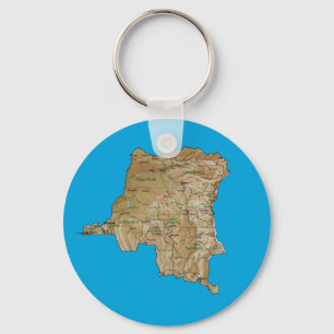 Llavero Keychain del mapa del Congo-Kinshasa