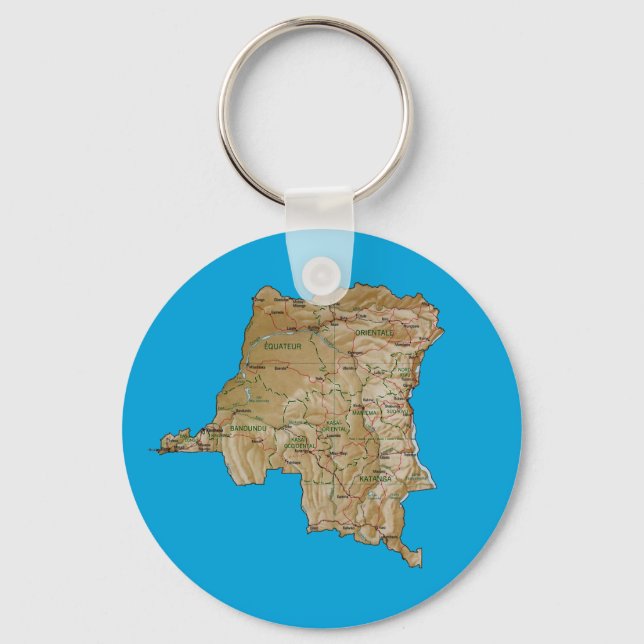 Llavero Keychain del mapa del Congo-Kinshasa (Anverso)