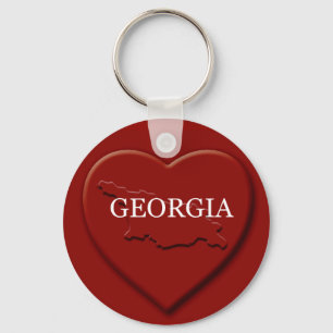 Llavero Keychain del mapa del corazón de Georgia