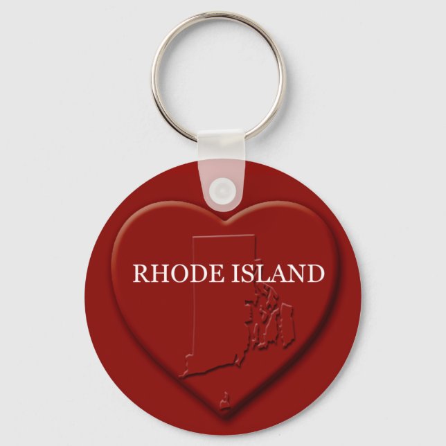 Llavero Keychain del mapa del corazón de la isla Rhode (Anverso)