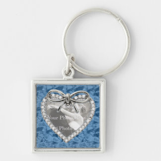 Llavero Keychain del marco del corazón del diamante cuadra