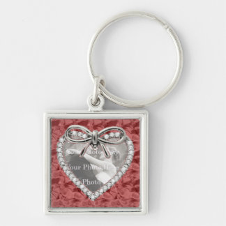 Llavero Keychain del marco del corazón del diamante de la