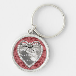 Llavero Keychain del marco del corazón del diamante redond