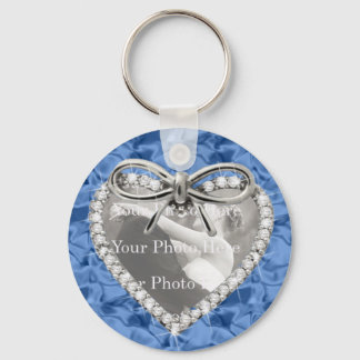 Llavero Keychain del marco del corazón del diamante redond