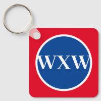 Keychain del Monograma Azul Rojo