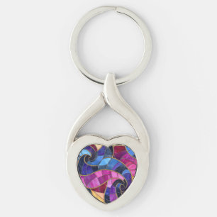 Llavero Keychain del Mosaico del corazón Fancy