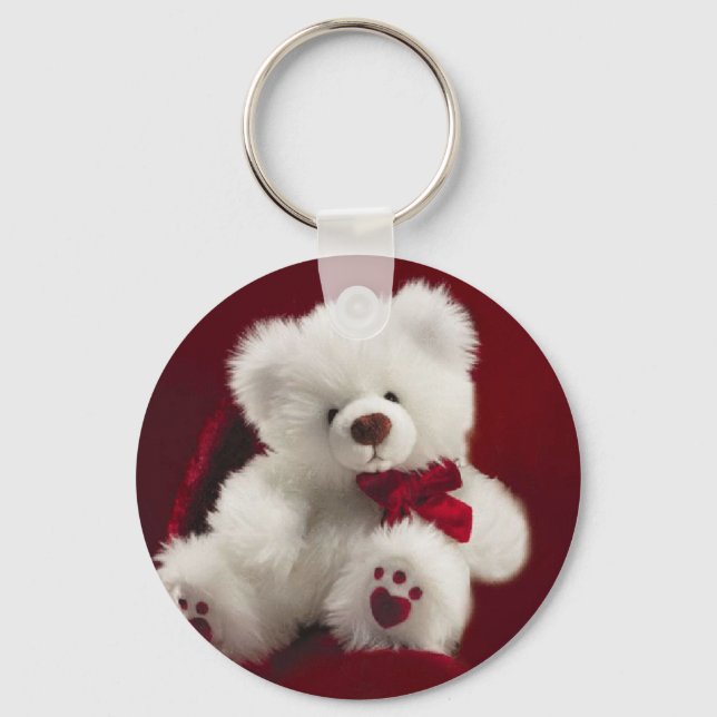 Llavero Keychain del oso blanco de peluche (Anverso)