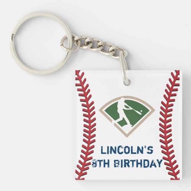 Llavero Keychain del partido del cumpleaños del béisbol pe (Frente)