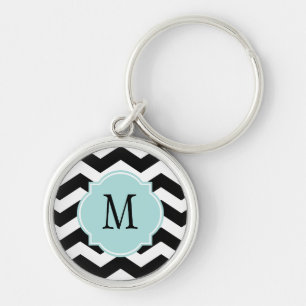 Llavero Keychain del patrón de cheurón negro y blanco