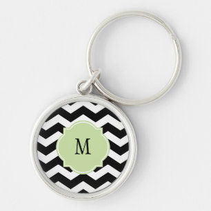 Llavero Keychain del patrón de cheurón negro y blanco