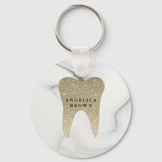 Llavero Keychain del patrón de mármol dental del purpurina (Anverso)
