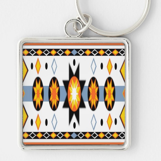 Llavero Keychain del patrón del Sol nativo americano (Frente)
