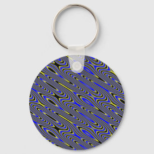 Llavero Keychain del patrón giratorio azul negro y amarill