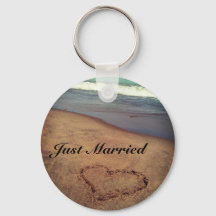 Keychain del personalizable Just Married Beach