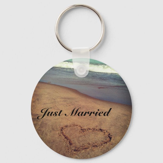 Llavero Keychain del personalizable Just Married Beach (Anverso)