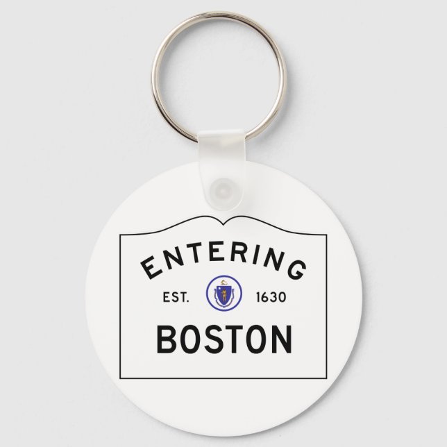 Llavero Keychain del Rótulo de Boston Massachusetts Road (Anverso)