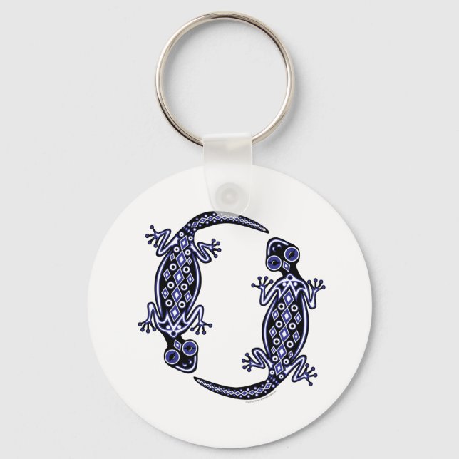 Llavero Keychain del tótem de Geckos azules (Anverso)