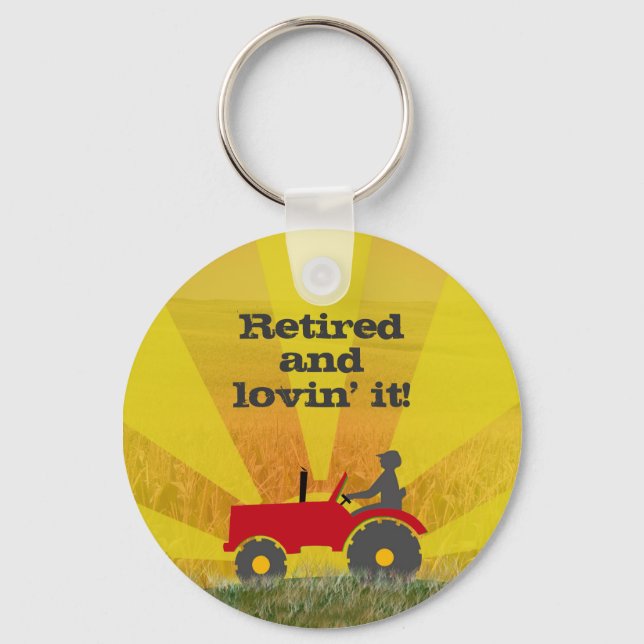 Llavero Keychain del Tractor de Jubilación Roja o Verde (Anverso)