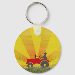 Llavero Keychain del tractor rojo o verde