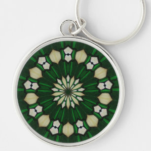 Llavero Keychain del vidrio de esmeralda y marfil