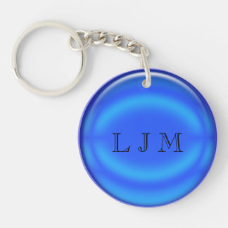 Llavero Keychain - disco azul con iniciales
