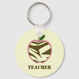 Llavero Keychain docente - Apple de impresión de cebra mar