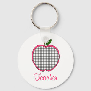 Llavero Keychain docente - Charcoal Gray Gingham