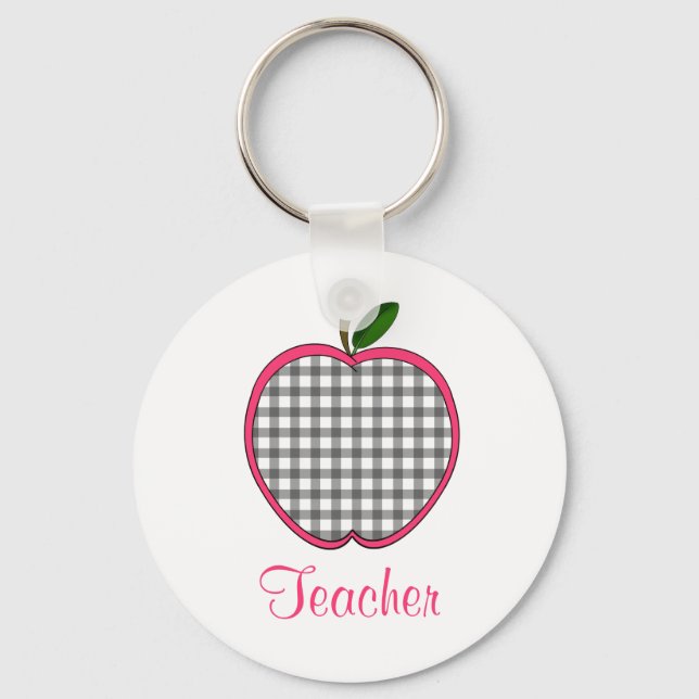 Llavero Keychain docente - Charcoal Gray Gingham (Anverso)